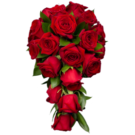Свадебный букет №9 каскадный из красных роз