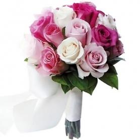 Свадебный букет №12  из роз разного цвета